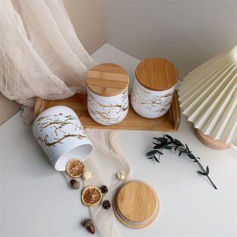 3pcs Canisters With A Bamboo Base Stand