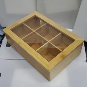 6 slots bamboo Tea bags Organizer