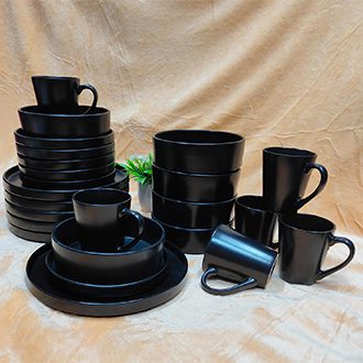 24 Pcs Bougie plain black Dinner Set